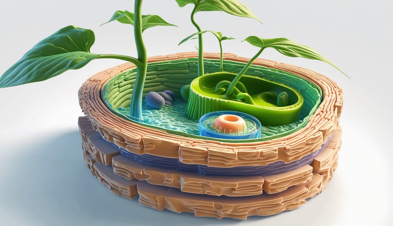 Prikaz biljke stanice s jasno vidljivom staničnom stjenkom i unutarnjim dijelom protoplasta.