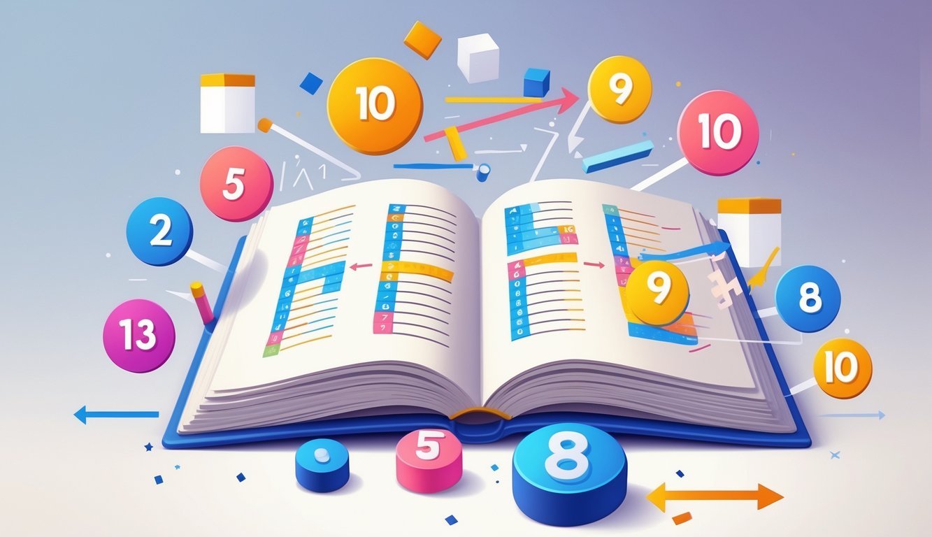 Ilustracija koja prikazuje pravila djeljivosti za najčešće prirodne brojeve s brojevima i simbolima povezanim linijama.