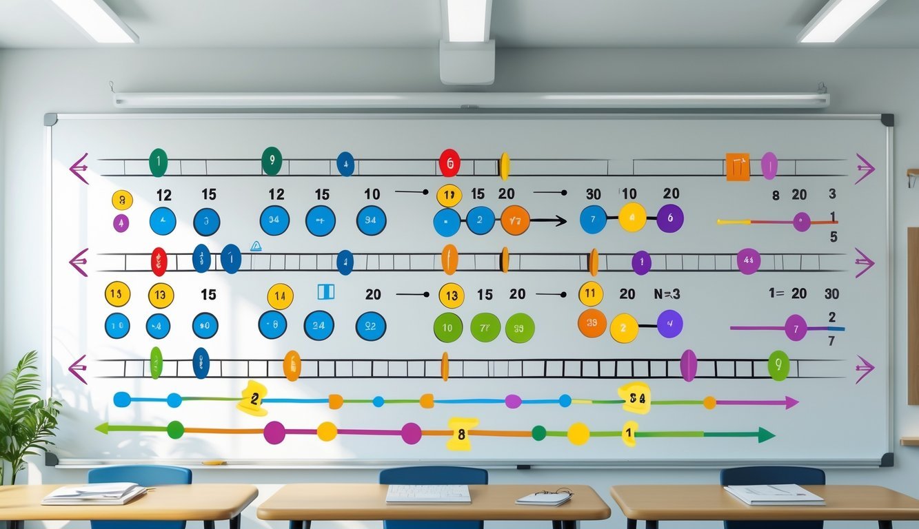 Ilustracija koja prikazuje matematičke dijagrame i skupove prirodnih brojeva koji pokazuju djeljivost.