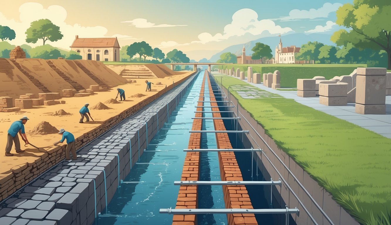 Prikaz povijesnog razvoja različitih sustava drenaže od drevnih do modernih vremena.