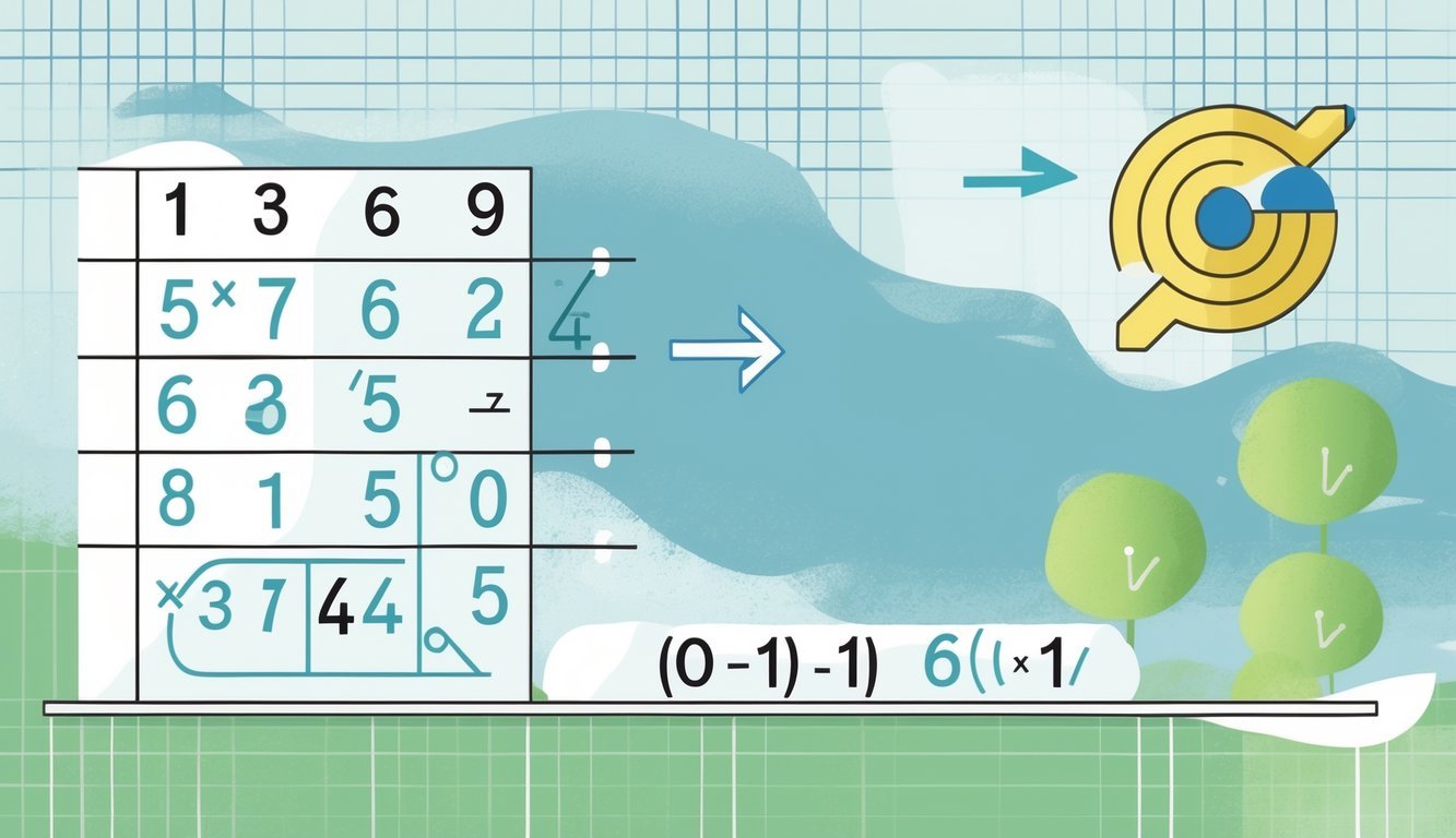 Ilustracija koja prikazuje broj rastavljen na njegove faktore povezane linijama i izraz množenja koji pokazuje njihov umnožak.