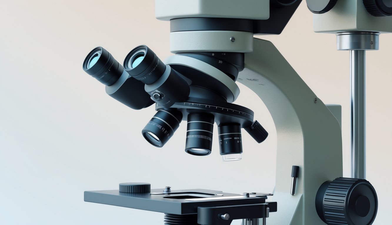 Ilustracija glavnih dijelova mikroskopa prikazanih iz blagog bočnog kuta.