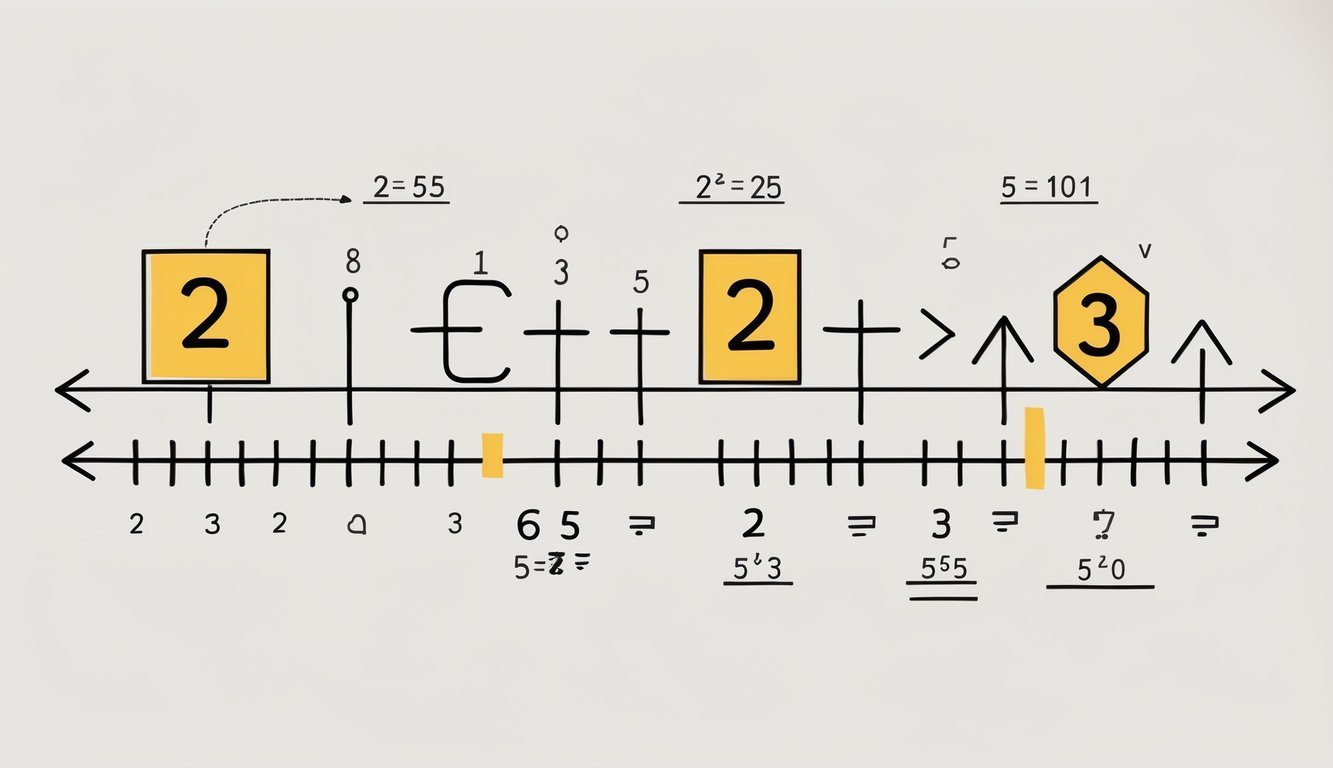 Ilustracija osnovnih pojmova i zapisa potencija s matematičkim simbolima i izrazima koji prikazuju brojeve i njihove eksponente.
