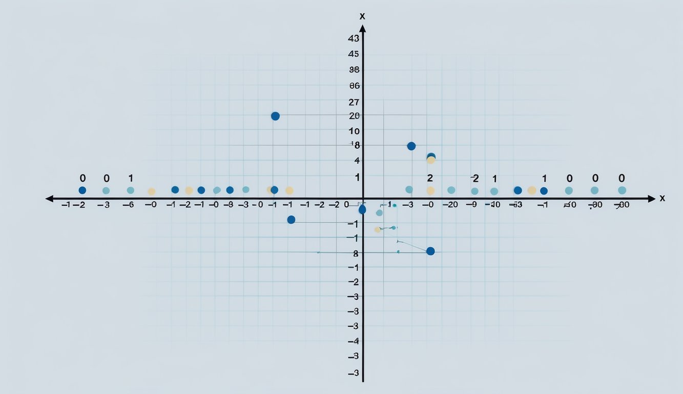Prikaz Gaussove ravnine s koordinatnim sustavom, točkama koje predstavljaju kompleksne brojeve i osima realnih i imaginarnh vrijednosti.