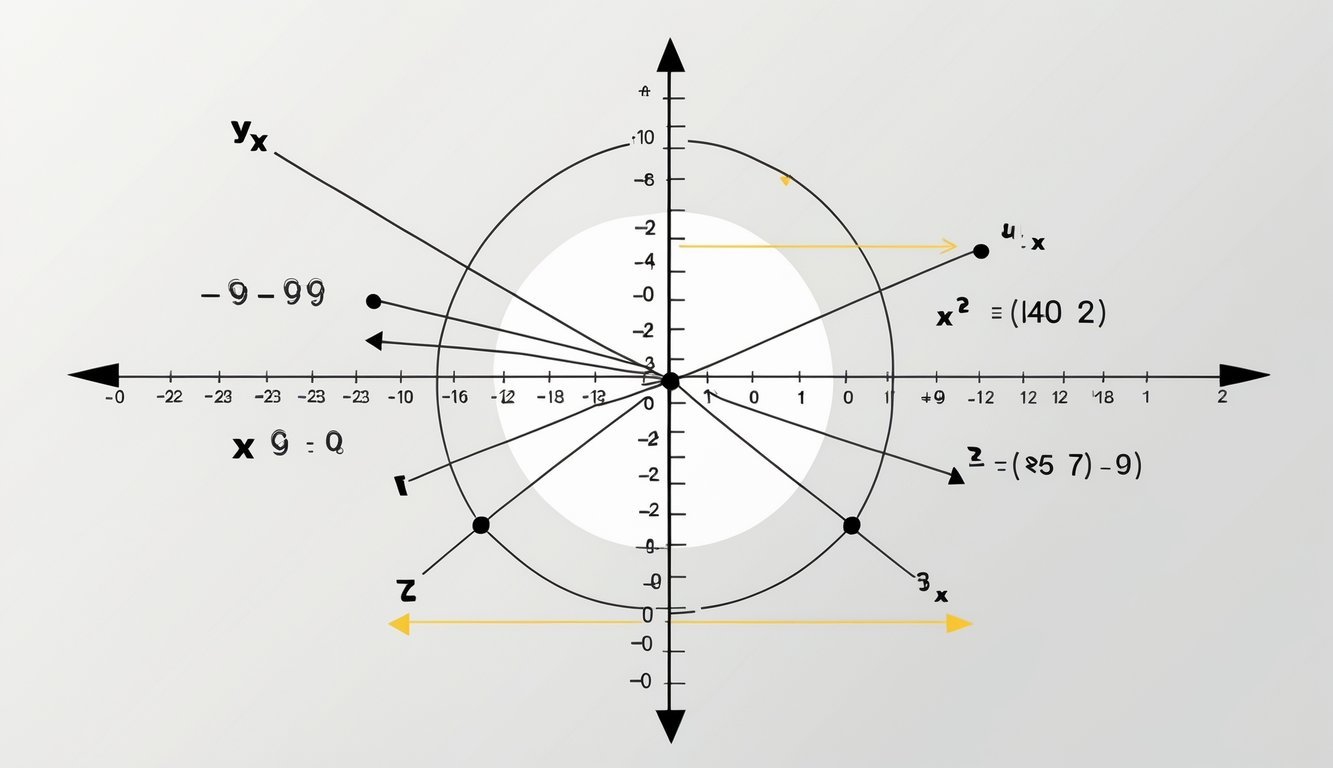Prikaz Gaussove ravnine s koordinatnim osi i točkama koje predstavljaju kompleksne brojeve.