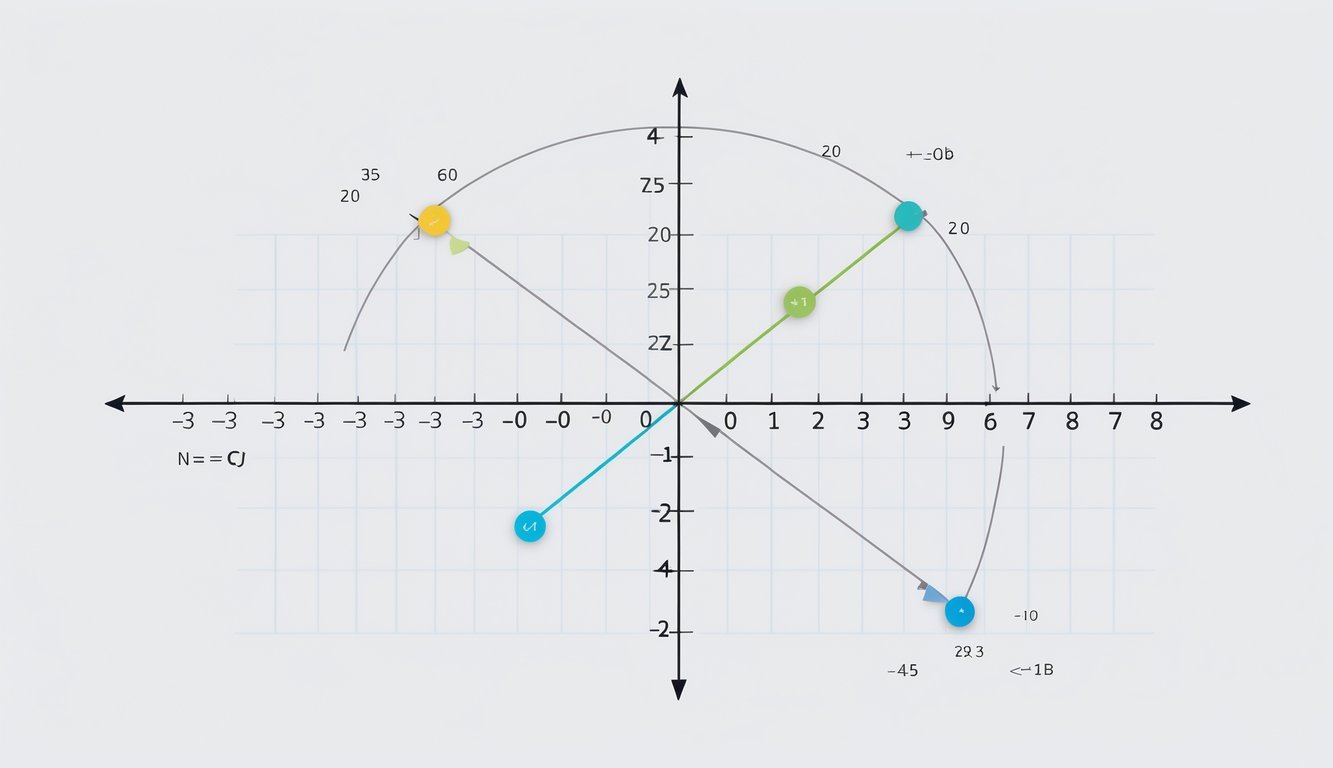 Dvodimenzionalni koordinatni sustav s realnom i imaginarnom osi te točkama koje predstavljaju kompleksne brojeve.